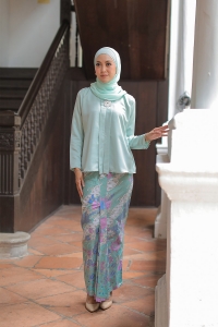 (AS-IS) Classic Kebaya Batik in Mint Green (TOP ONLY )